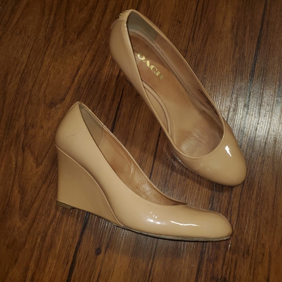 Coach Beige "Rileigh" Wedges - Picture 1 of 7